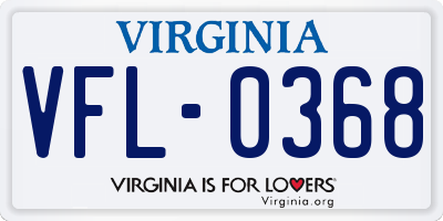 VA license plate VFL0368