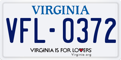 VA license plate VFL0372
