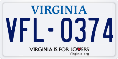 VA license plate VFL0374