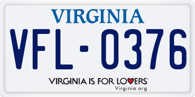 VA license plate VFL0376