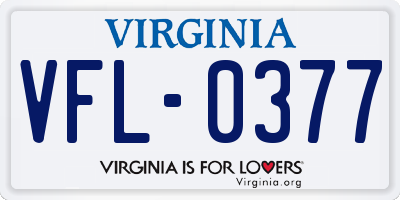 VA license plate VFL0377
