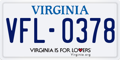 VA license plate VFL0378