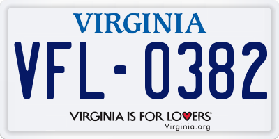 VA license plate VFL0382