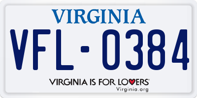 VA license plate VFL0384
