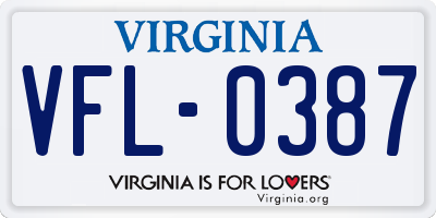 VA license plate VFL0387