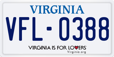 VA license plate VFL0388