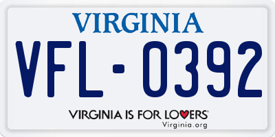 VA license plate VFL0392