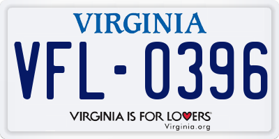 VA license plate VFL0396
