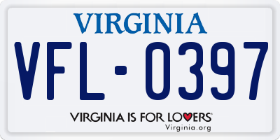 VA license plate VFL0397