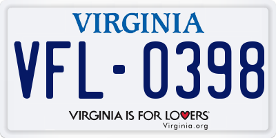 VA license plate VFL0398