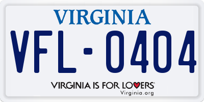 VA license plate VFL0404