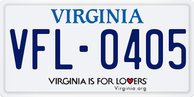 VA license plate VFL0405