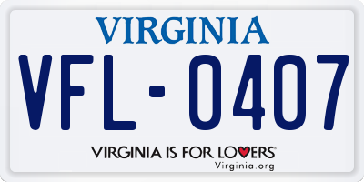 VA license plate VFL0407