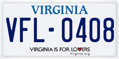 VA license plate VFL0408