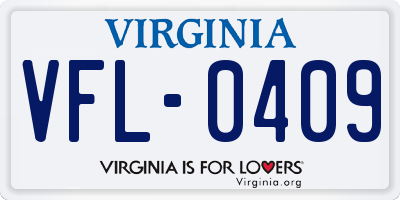 VA license plate VFL0409