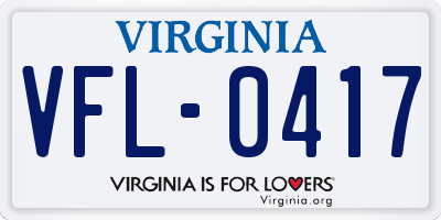VA license plate VFL0417