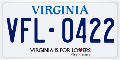 VA license plate VFL0422
