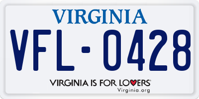 VA license plate VFL0428