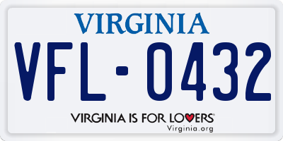 VA license plate VFL0432