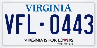 VA license plate VFL0443