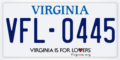VA license plate VFL0445