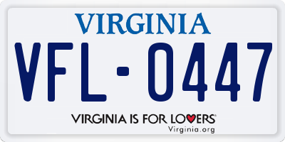 VA license plate VFL0447