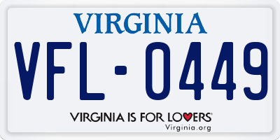VA license plate VFL0449