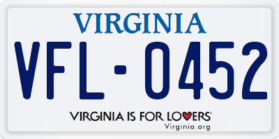 VA license plate VFL0452