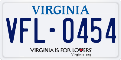 VA license plate VFL0454