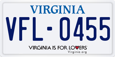 VA license plate VFL0455