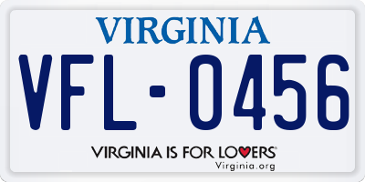 VA license plate VFL0456