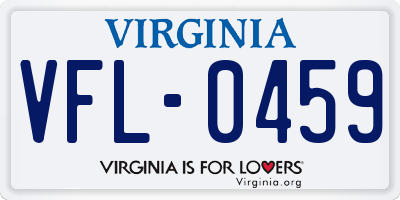 VA license plate VFL0459