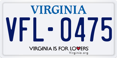 VA license plate VFL0475