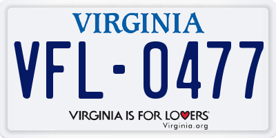 VA license plate VFL0477