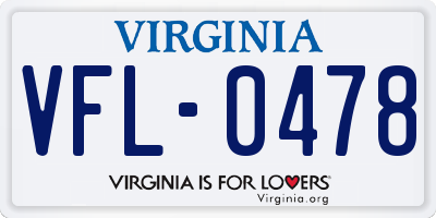 VA license plate VFL0478