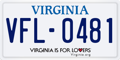 VA license plate VFL0481