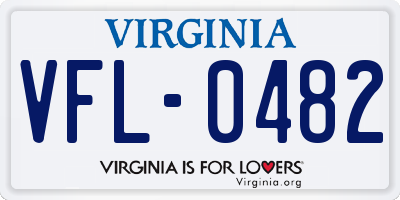 VA license plate VFL0482