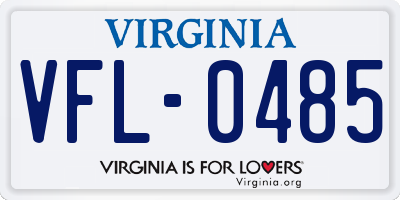 VA license plate VFL0485