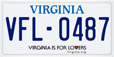 VA license plate VFL0487