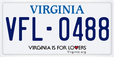 VA license plate VFL0488