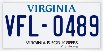VA license plate VFL0489