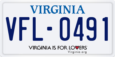 VA license plate VFL0491
