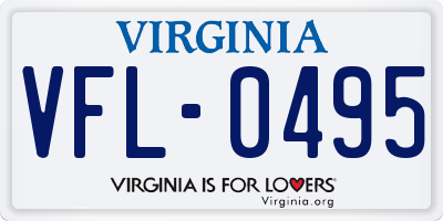 VA license plate VFL0495