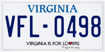 VA license plate VFL0498