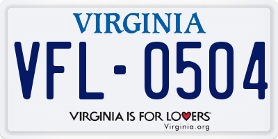 VA license plate VFL0504