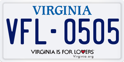 VA license plate VFL0505