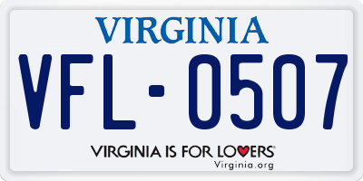 VA license plate VFL0507