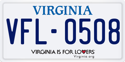 VA license plate VFL0508