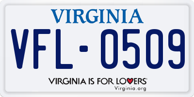 VA license plate VFL0509