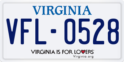 VA license plate VFL0528